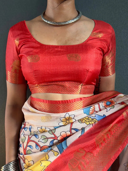 Traditional Handloom Saree with Contrast Pallu