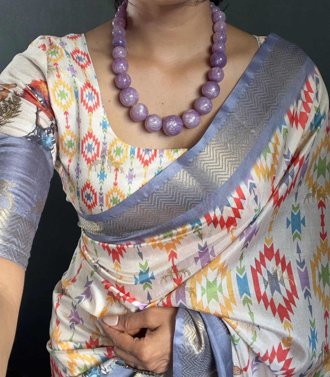 Heritage Silk Saree with Artistic Handpainted Print