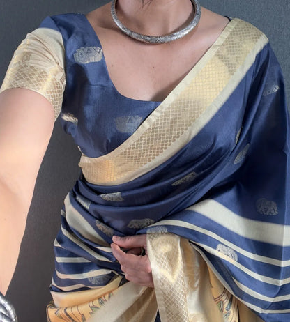Traditional Handloom Saree with Contrast Pallu