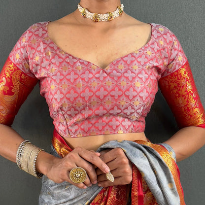 Luxury Silk Saree with Intricate Golden Zari Work