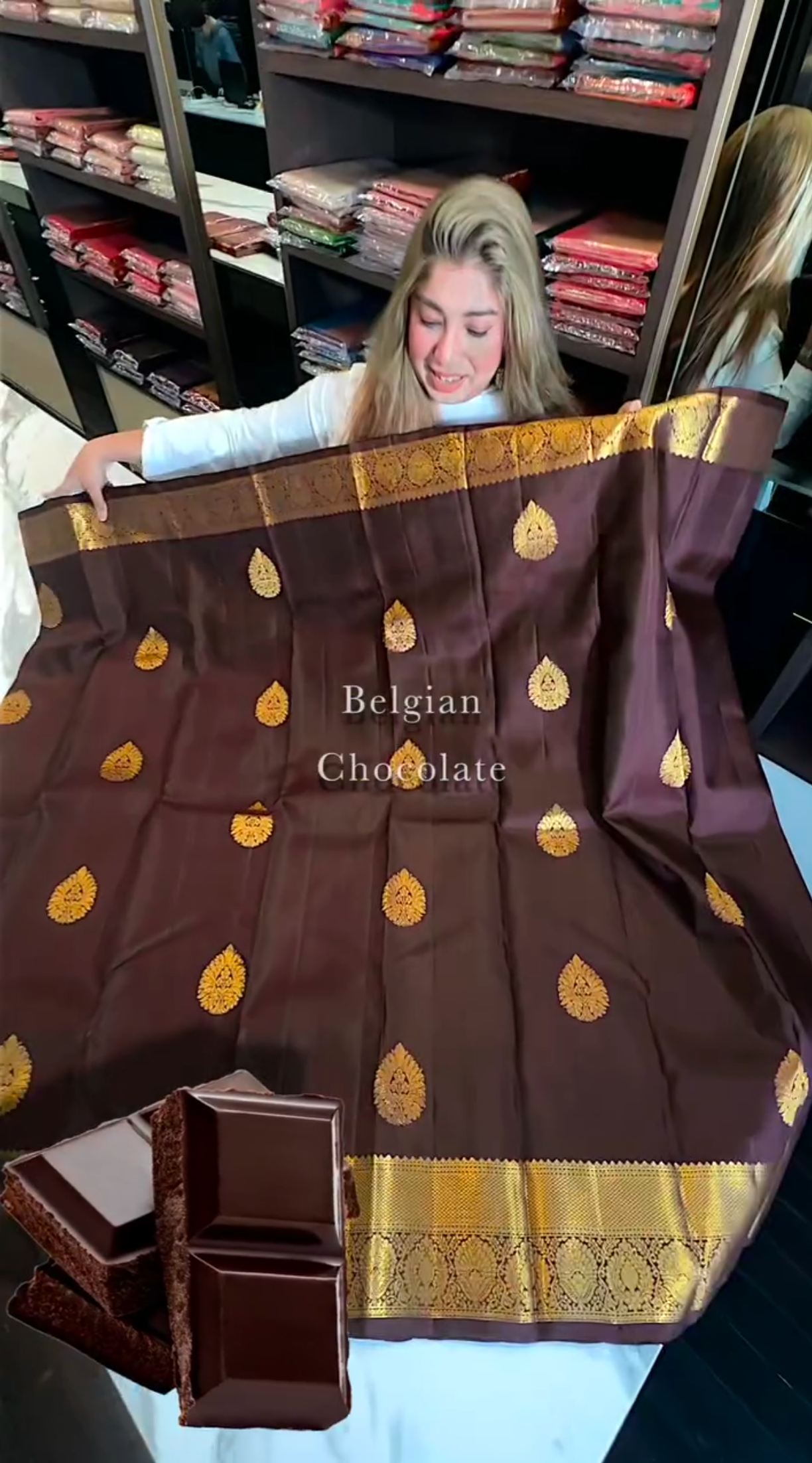 Belgium Dark Chocolate Color Kanjivaram Soft Silk Saree