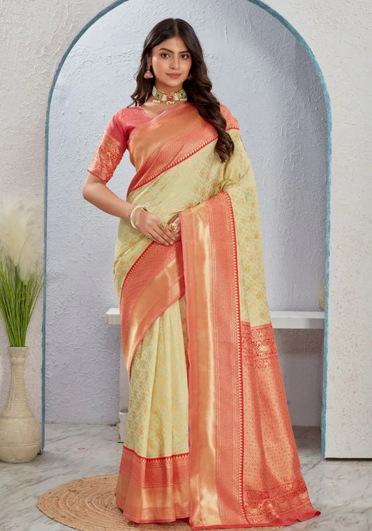 Royal Banarasi Silk Saree with Rich Contrast Pallu