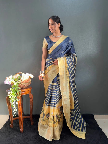 Traditional Handloom Saree with Contrast Pallu