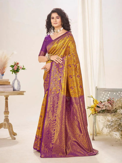 Timeless Banarasi Silk Saree with Luxurious Golden Zari Work