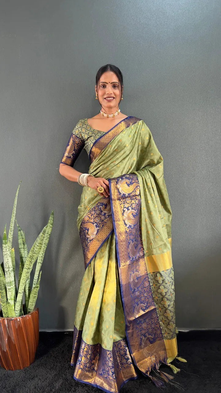 Luxury Silk Saree with Intricate Golden Zari Work