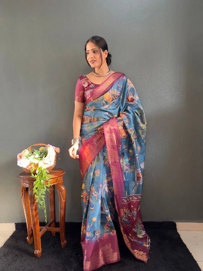 Traditional Handloom Saree with Contrast Pallu