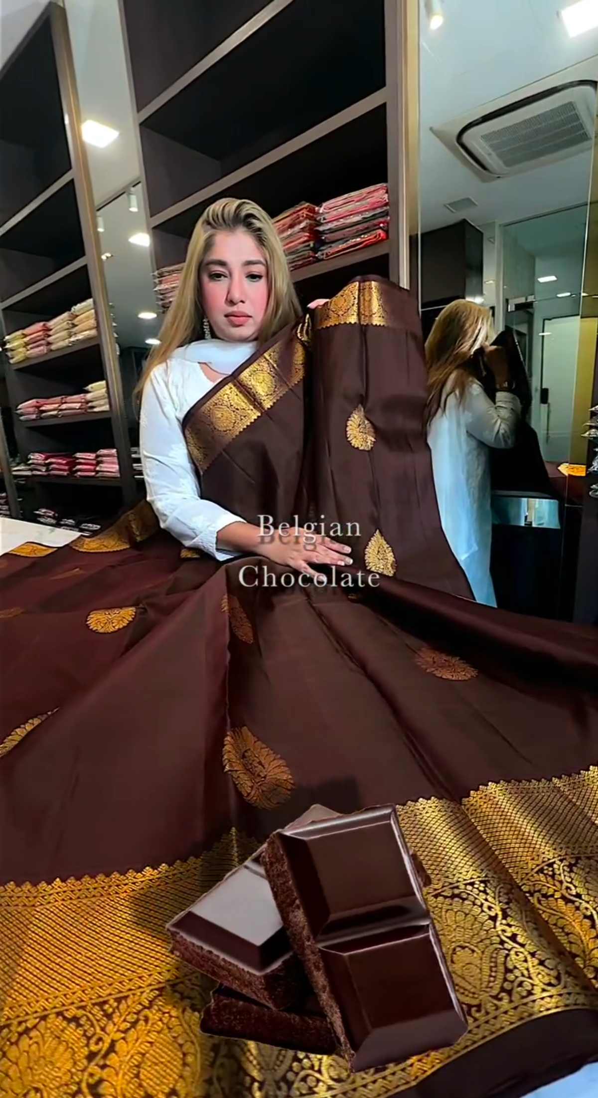 Belgium Dark Chocolate Color Kanjivaram Soft Silk Saree