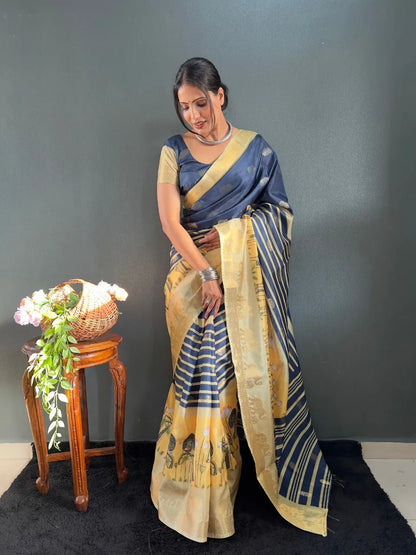 Traditional Handloom Saree with Contrast Pallu