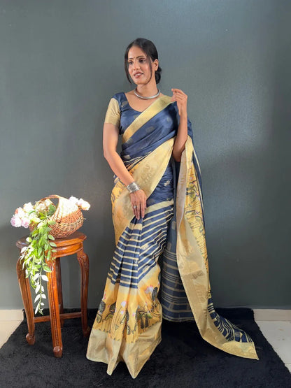 Traditional Handloom Saree with Contrast Pallu