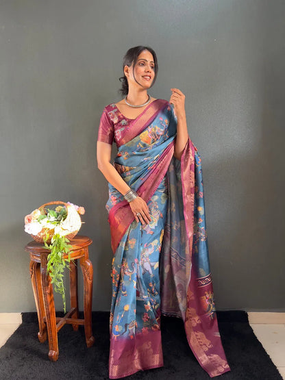 Traditional Handloom Saree with Contrast Pallu