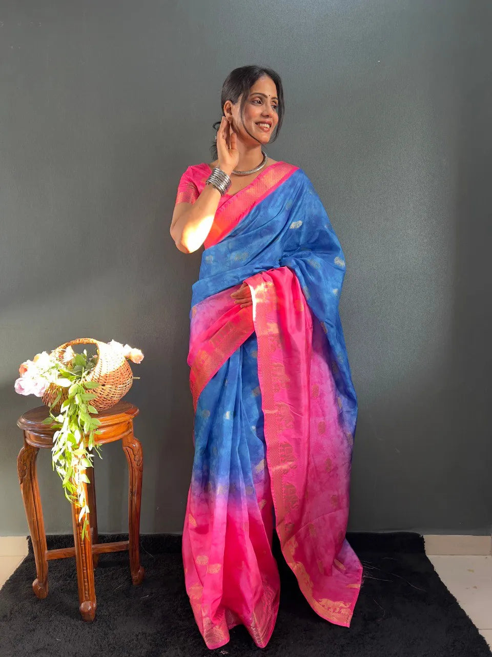 Traditional Handloom Saree with Contrast Pallu