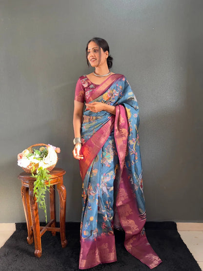Traditional Handloom Saree with Contrast Pallu