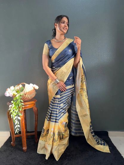 Traditional Handloom Saree with Contrast Pallu