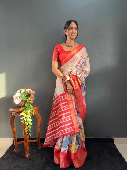 Traditional Handloom Saree with Contrast Pallu
