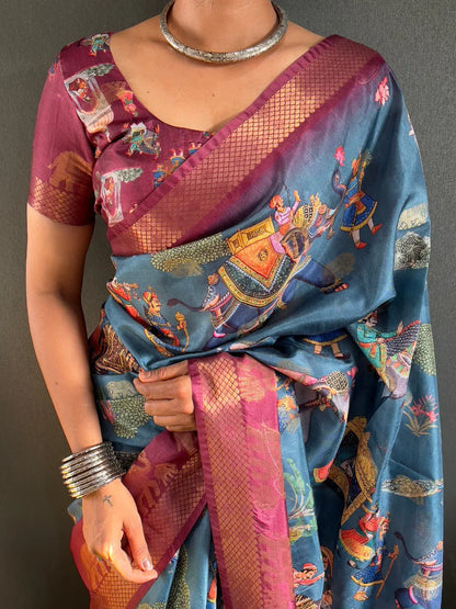 Traditional Handloom Saree with Contrast Pallu