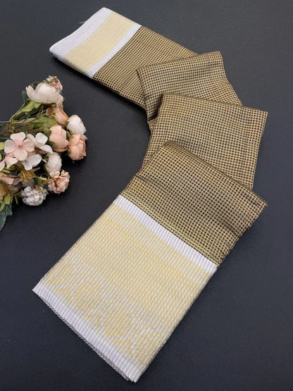 Traditional Yellow Silk Saree with Elegant Golden Zari Weaving