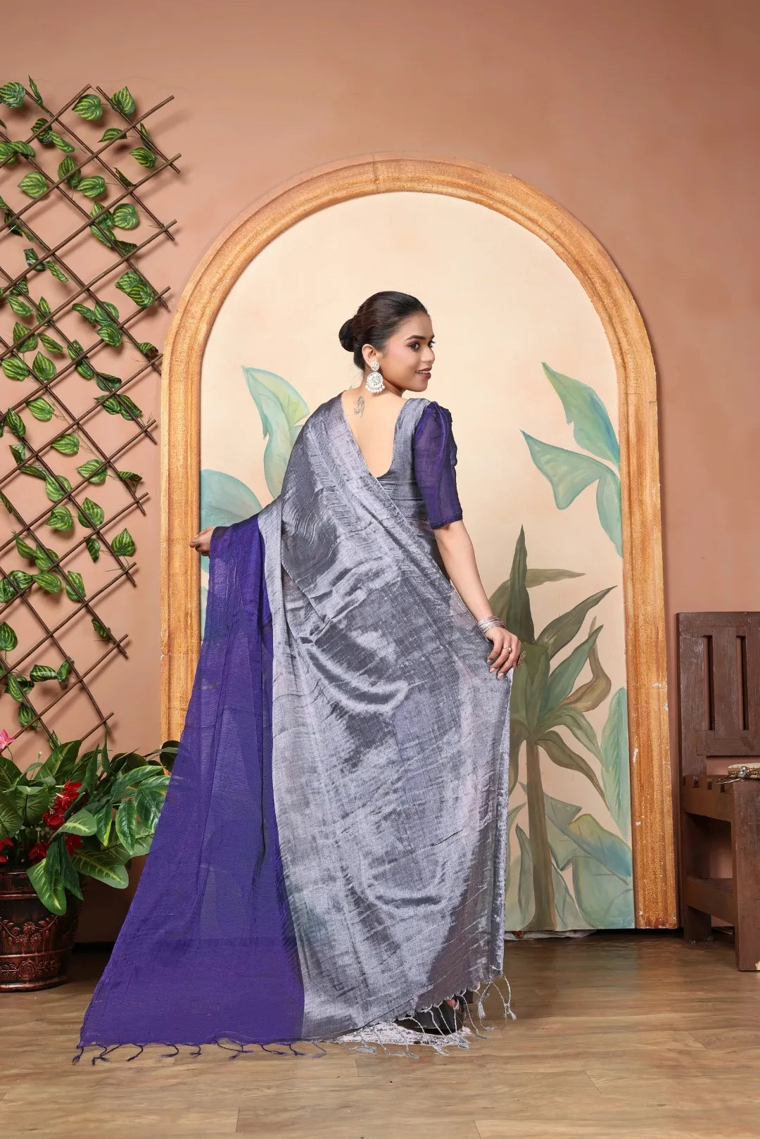 Rich & Regal Ready-to-Wear Saree | Premium Tissue Cotton