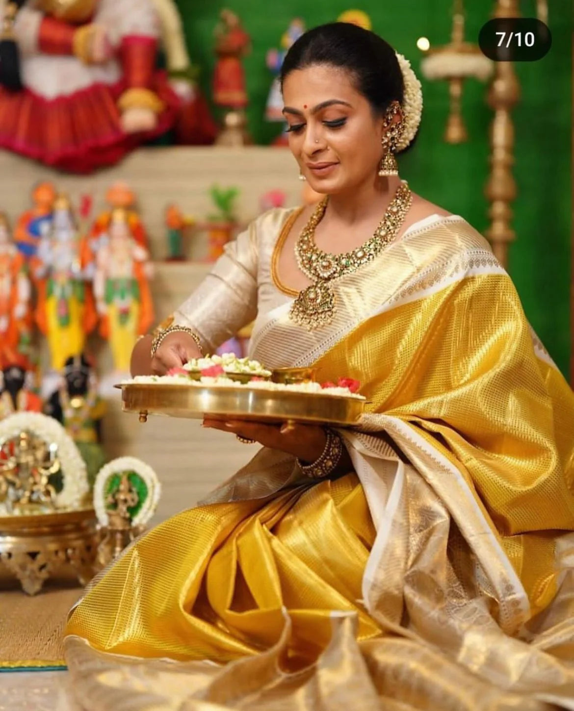 Traditional Yellow Silk Saree with Elegant Golden Zari Weaving