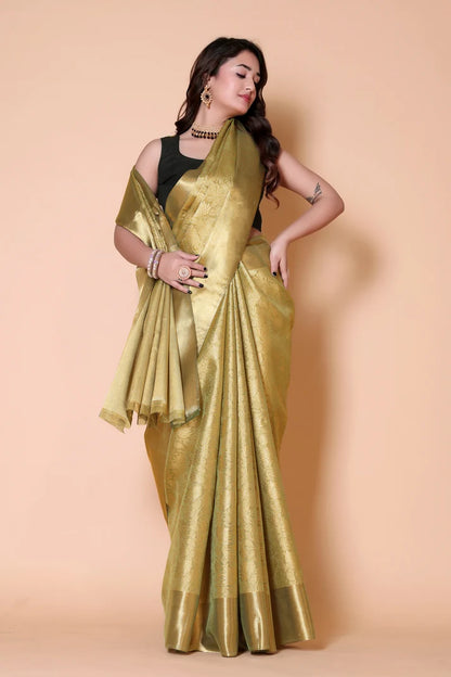 Luxury Golden Silk Saree for Wedding & Festive Wear