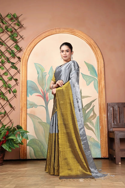 Rich & Regal Ready-to-Wear Saree | Premium Tissue Cotton