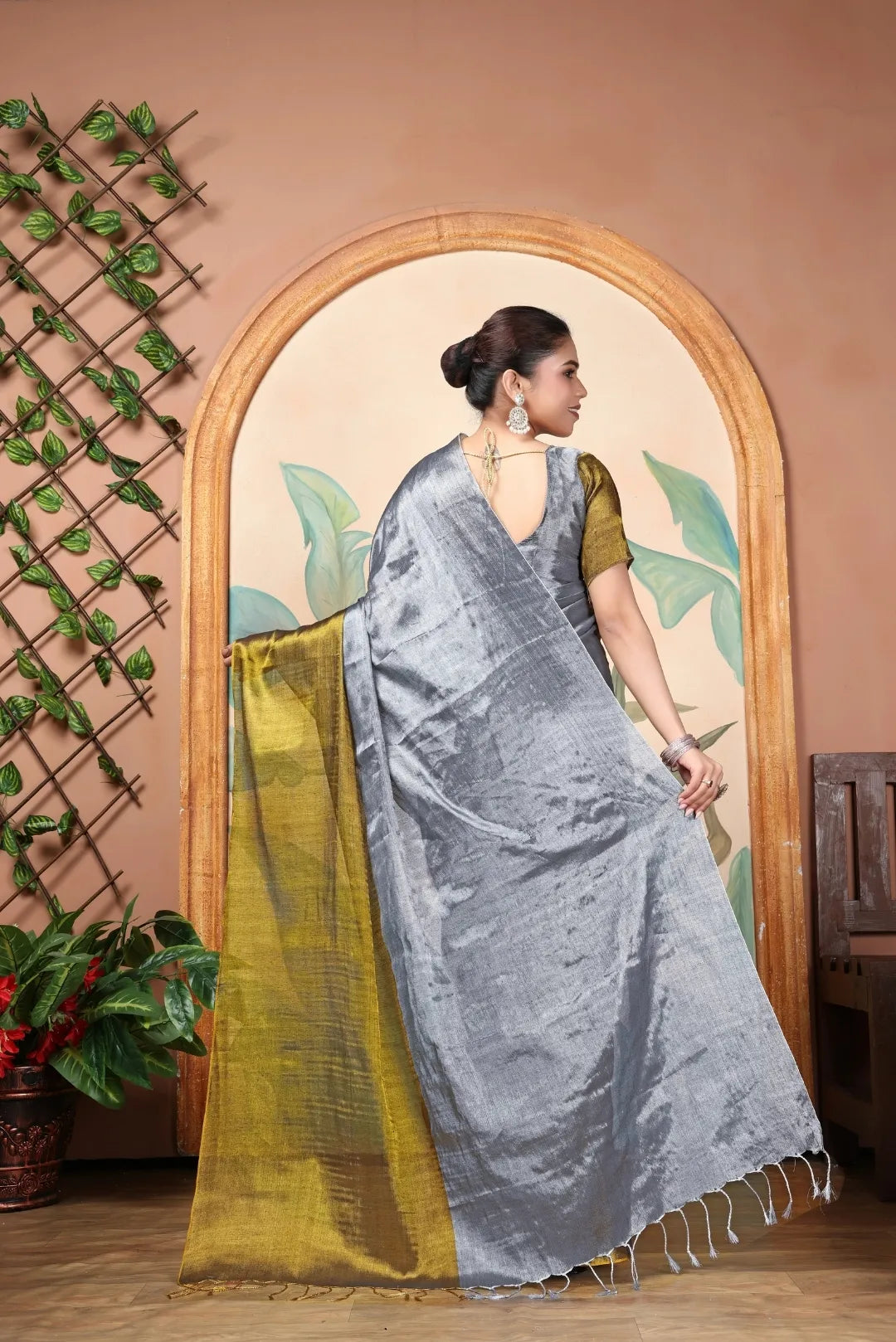 Rich & Regal Ready-to-Wear Saree | Premium Tissue Cotton