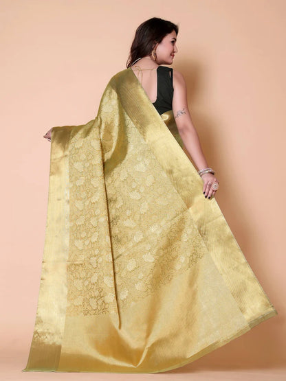Luxury Golden Silk Saree for Wedding & Festive Wear