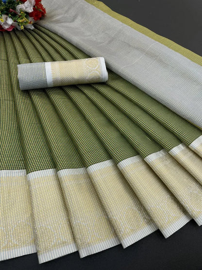 Traditional Yellow Silk Saree with Elegant Golden Zari Weaving