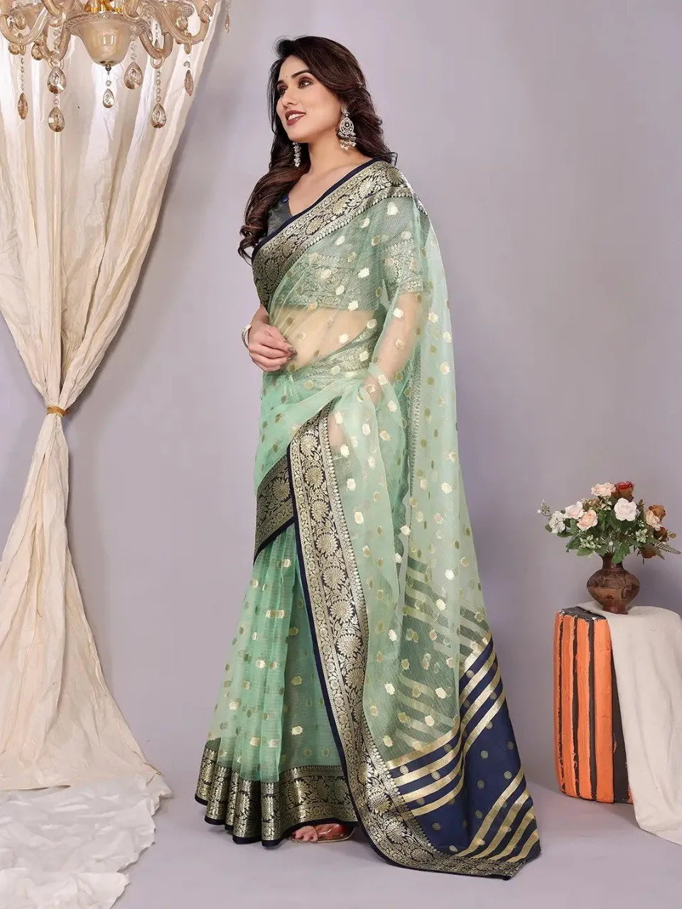 Elegant Banarasi Silk Saree with Rich Zari Border
