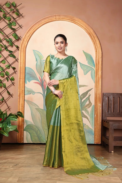 Rich & Regal Ready-to-Wear Saree | Premium Tissue Cotton