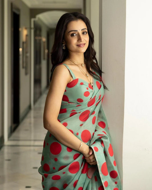 Graceful Polka Charm Saree with Contemporary Elegance