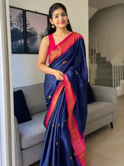 Graceful Silk Saree with Contrast Zari Border