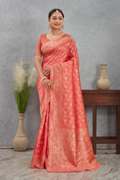 Royal Kanjivaram Silk Saree with Golden Paisley Zari Work