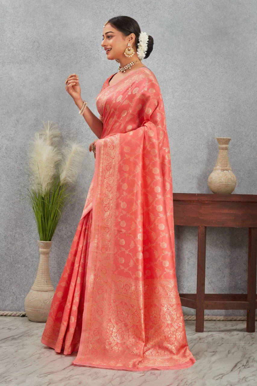 Royal Kanjivaram Silk Saree with Golden Paisley Zari Work