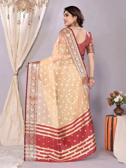 Elegant Banarasi Silk Saree with Rich Zari Border