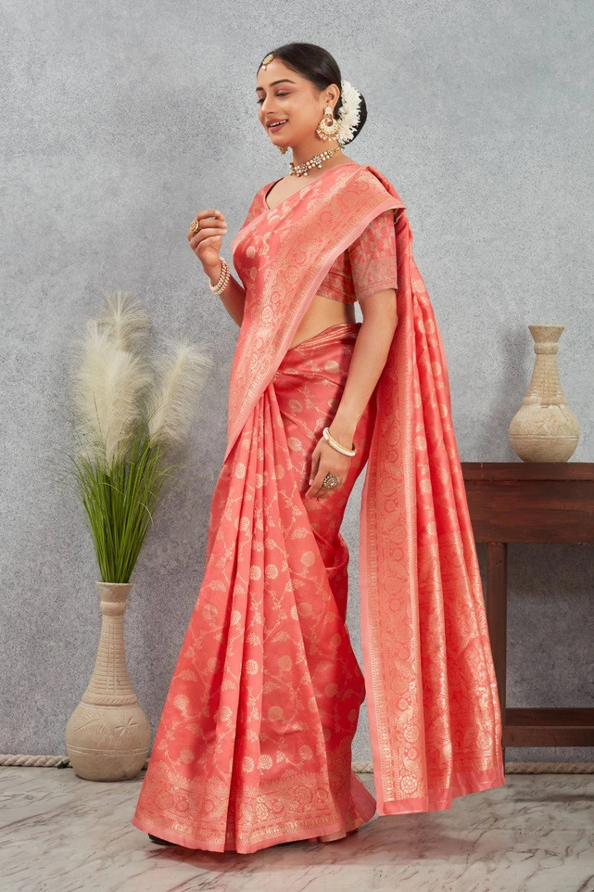 Royal Kanjivaram Silk Saree with Golden Paisley Zari Work