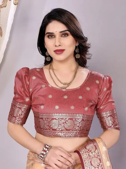 Elegant Banarasi Silk Saree with Rich Zari Border