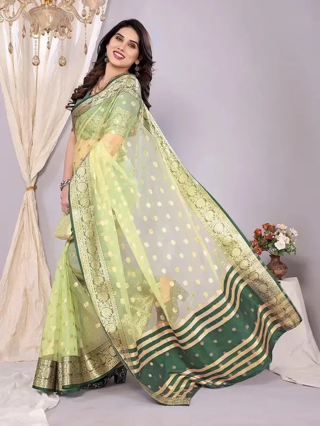 Elegant Banarasi Silk Saree with Rich Zari Border