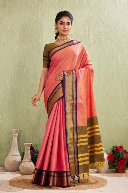 Traditional Kanjivaram Silk Saree with Elegant Checked Zari Design
