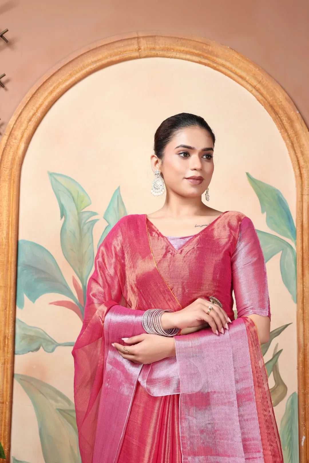 Rich & Regal Ready-to-Wear Saree | Premium Tissue Cotton