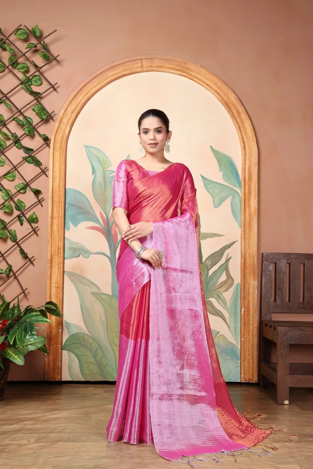 Rich & Regal Ready-to-Wear Saree | Premium Tissue Cotton