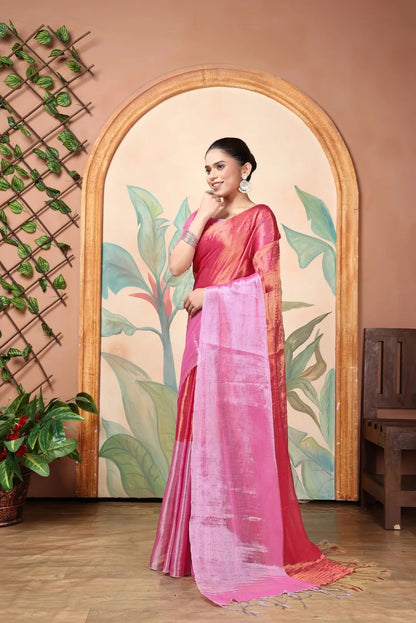 Rich & Regal Ready-to-Wear Saree | Premium Tissue Cotton