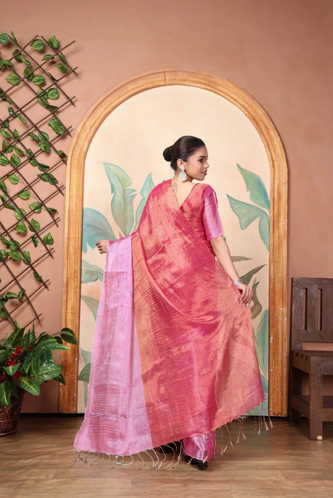 Rich & Regal Ready-to-Wear Saree | Premium Tissue Cotton