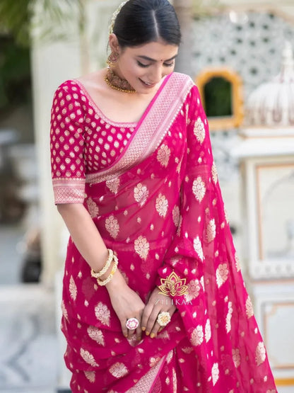 Charming Black Party Wear Saree with Golden Zari Design