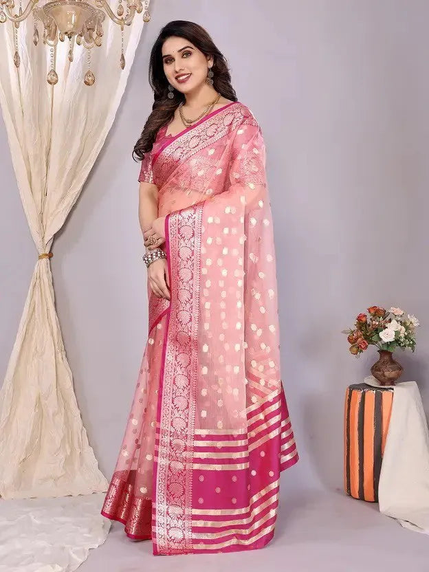 Elegant Banarasi Silk Saree with Rich Zari Border