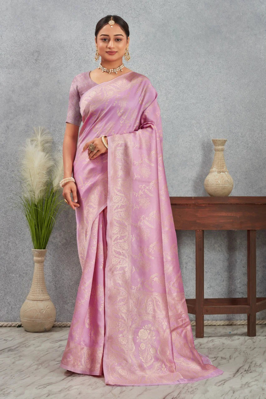 Royal Kanjivaram Silk Saree with Golden Paisley Zari Work