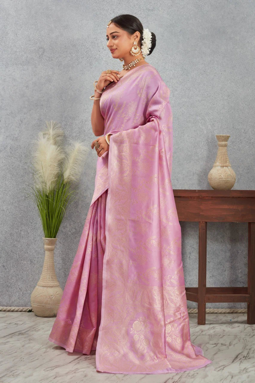 Royal Kanjivaram Silk Saree with Golden Paisley Zari Work