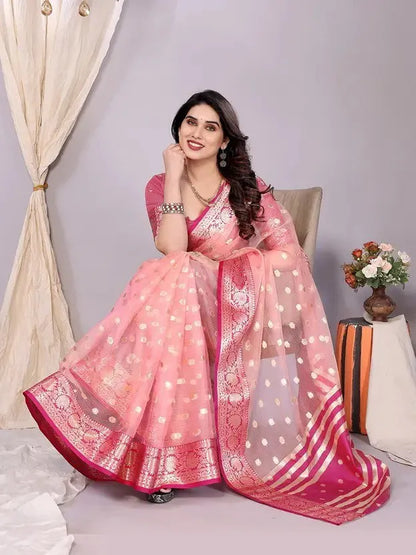 Elegant Banarasi Silk Saree with Rich Zari Border