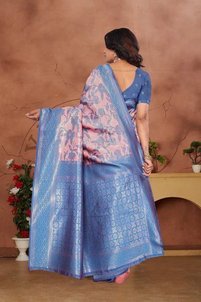 Luxurious Banarasi Silk Saree with Floral Brocade Weaving