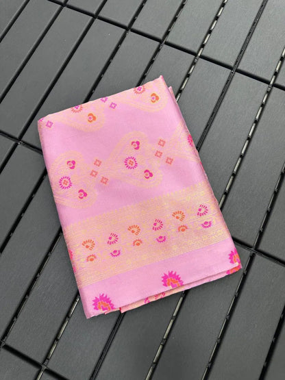 Traditional Banarasi Saree with Floral Golden Motifs