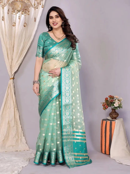 Elegant Banarasi Silk Saree with Rich Zari Border